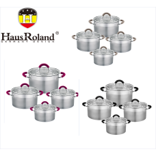 Набір каструль Haus Roland HR121-1 (4 шт) з нержавіючої сталі 1,9/2,6/3,6/5,7 л., Сріблястий