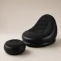 Надувне крісло з пуфиком 2в1 (116х98х83 см, до 100 кг) Air Sofa + насос, Чорний / Надувний велюровий диван із пуфом