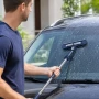 Швабра для вікон телескопічна D 365 120х25 см, Синій / Поворотна швабра для миття вікон з щіткою / Швабра-щітка для миття скла