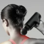 УЦІНКА! Портативний масажер для тіла та 4 насадки, від USB, Fascial Gun KH-320, Чорний/Рінцевий м'язовий (Плохе паковання 3802)