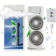 Вентилятор настільний подвійний з охолодженням Double-ended Spray Fan LED-підсвітка 3 швидкості пульт