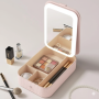 Дорожня б'юті-косметичка з LED дзеркалом на акумуляторі Рожевий