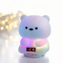 Дитячий акумуляторний нічник "Ведмедик" з Bluetooth-колонкою й електронним годинником м'яким LED-світлом, багатобарвною RGB-підсві