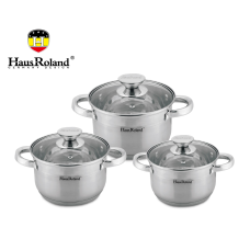 Набір каструль Haus Roland HR176-1, 3 шт. з неіржавкої сталі 2,9/3,9/5,1 л. Сріблястий (HR176-1)