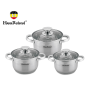 Набір каструль Haus Roland HR176-1, 3 шт. з неіржавкої сталі 2,9/3,9/5,1 л. Сріблястий (HR176-1)