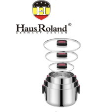 Набір каструль Haus Roland HR168-1, 3 шт. з неіржавкої сталі 1,9/3,6/6,5 л, зі складаними ручками. Сріблястий (HR168-1)
