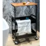 Етажерка на колесах 3 яруси 43×30×77 см чорна M50287-BL, металевий візок-органайзер із полицями та стільницею під дерево