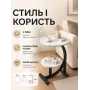 Приліжковий, приставний дворівневий журнальний столик DASH (64229) 40*30*60 см. Кавовий столик. Білий мармур