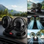 Автомобільний подвійний вентилятор Vehicle Fan X666 від прикурювача з двома поворотними головками