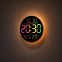 Годинник настінний 6695R/Настінний годинник круглий RGB з пультом/ Календарем, температура, вологість