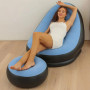 Надувний диван із пуфом Air Sofa та насосом для комфортного відпочинку в яскравому блакитному кольорі