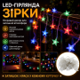 УЦЕНКА! Декоративная светодиодная LED-гирлянда «Звезды» с разноцветным свечением для комнаты, окна, стены (Плохая упаковка 3681)