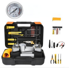 Компрессор автомобильный двухпоршневой + Инструменты, V-TEKK,12В., 30А, 300Вт, 60л/мин.