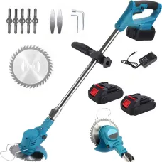 Акумуляторна газонокосарка-тример для коса трави MK-150B Blue Бездротова газонокосарка для саду