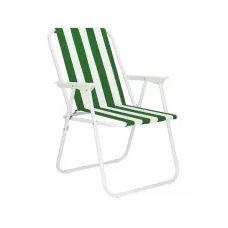 Стул складной туристический зеленый полосатый с подлокотниками до 100 кг