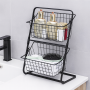 Кухонний металевий органайзер Storage Rack, двоярусна полиця 39×28×18 см, чорний