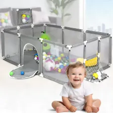 Дитячий манеж із сітчастими стінками, баскетбольним кільцем і воротами KP-82 180х120х62см