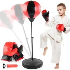 Дитячий боксерський набір Стійка 80-110 см + рукавиці + насос / Боксерська груша на стійці/Гаша для боксу