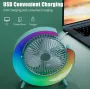 Вентилятор електричний USB 3-швидкісний із кольоровою підсвіткою 180° безшумний