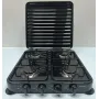 Побутова газова плита на 4 конфорки з кришкою Rainberg RB-2227 Чорний, настільна плита для газу