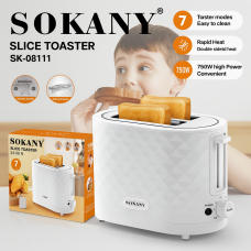 Подвійний побутовий тостер для хліба та 7 температурних режимів Sokany SK-08111 з режимом підігрівання 750 Вт
