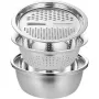 Багатофункціональний кухонний набір із неіржавкої сталі 3 в 1 Metal Basket Cutter Миска друшляк і тертка