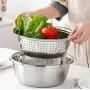 Багатофункціональний кухонний набір із неіржавкої сталі 3 в 1 Metal Basket Cutter Миска друшляк і тертка