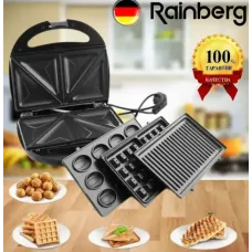 Электрогриль мультимейкер Rainberg RB-5408 4в1 орещница бутербродница бельгийская вафля гриль 2200 Вт