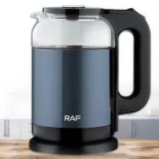 Чайник електричний 1.5 л із неіржавкої сталі зі скляним верхом RAF R.7832 Синій
