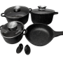 Набір кухонного посуду Bellmax BM-120 Чорний з литого алюмінію з гранітним покриттям, 9 предметів