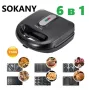 Мультимейкер 6 в 1 750 Вт Sokany SK-908 зі змінними формами для вафель, горішків, печива та страв на грилі
