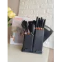 Набір кухонного приладдя Чорний 19 предметів із подвійною підставкою обробною дошкою набором ножів