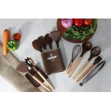 Набір кухонного приладдя на стійці Zepline ZP-053 з 12 предметів Коричневий