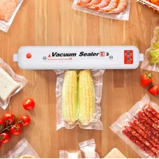Вакуумний пакувальник продуктів білій Vacuum Sealer кухонний вакууматор для дому