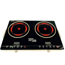 Двоконфоркова інфрачервона плита Zepline ZP-062 ⁇ Електрична плита 4400 Вт ⁇ Електроплита двоконфоркова
