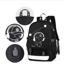 Водонепроницаемый рюкзак мusic с USB светящийся в темноте черный