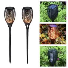 Садовий ліхтар-факел 22 см на сонячній батареї Вуличний ліхтар з ефектом полум'я