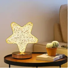 Настольная хрустальная лампа Звезда прикроватная с Usb-портом светильник сенсорный ночник портативный золотой