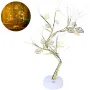 Настольная светодиодная лампа Дерево серебристое с листьями USB + батарейки AA 3шт