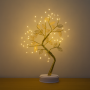 Настольная светодиодная лампа Дерево серебристое с листьями USB + батарейки AA 3шт