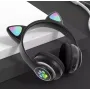 Беспроводные детские Bluetooth наушники с ушками и подсветкой Cat-23M Черный