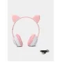 Беспроводные наушники с кошачьими ушками Cat MZ-023 Гарнитура RGB подсветкой FM microSD Розовые