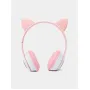 Беспроводные наушники с кошачьими ушками Cat MZ-023 Гарнитура RGB подсветкой FM microSD Розовые