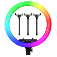 Світлодіодна кільцева лампа для селфі 45 см / Світлодіодна лампа RGB з пультом + сумка (MJ18)