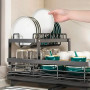 Дворівнева сушарка для посуду BauTech чорна 42,5х29,5х17 см • Настільна кухонна сушарка BauTech з тримачем для тарілок і піддоном