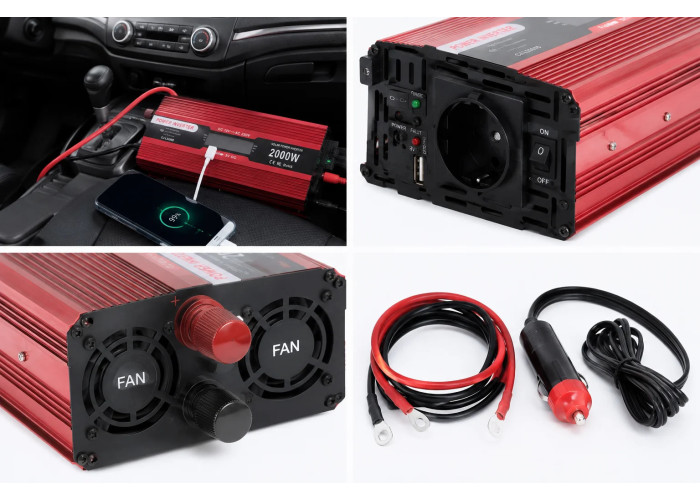Інвертор 5 CORE 2000W 12V LCD • Перетворювач напруги 5 CORE 2000W 12V-220V Digital з робочою потужністю 1000 Вт і дисплеєм