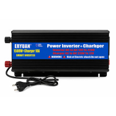 Перетворювач напруги 1500W із зарядним пристроєм 10A • Інвертор для акумулятора, дому, авто та резервного живлення