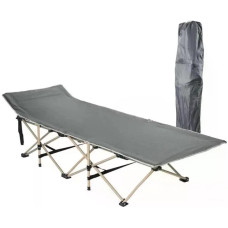 Шезлонг розкладний 68×190 см GRAY • Садовий пляжний лежак 68×190 см зі сталевим каркасом для дачі кемпінгу та відпочинку