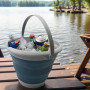Складане силіконове відро 10 л сіре з ручкою для води та господарських завдань