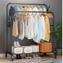 Подвійна стійка – вішалка для одягу Double floor Hanger з полицею для взуття, Ш104хГ41.5хВ152